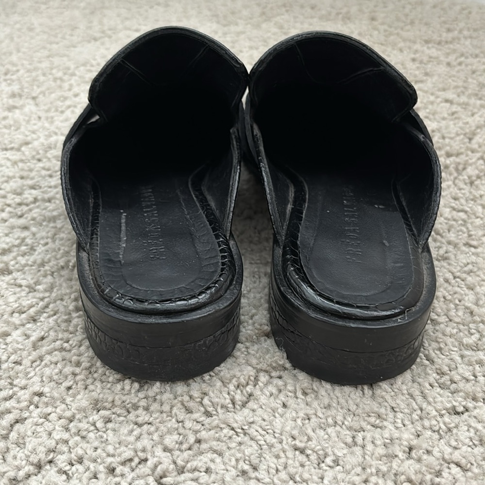 Freda Salvador Black Croc-Embossed Mules - Picture 9 of 9